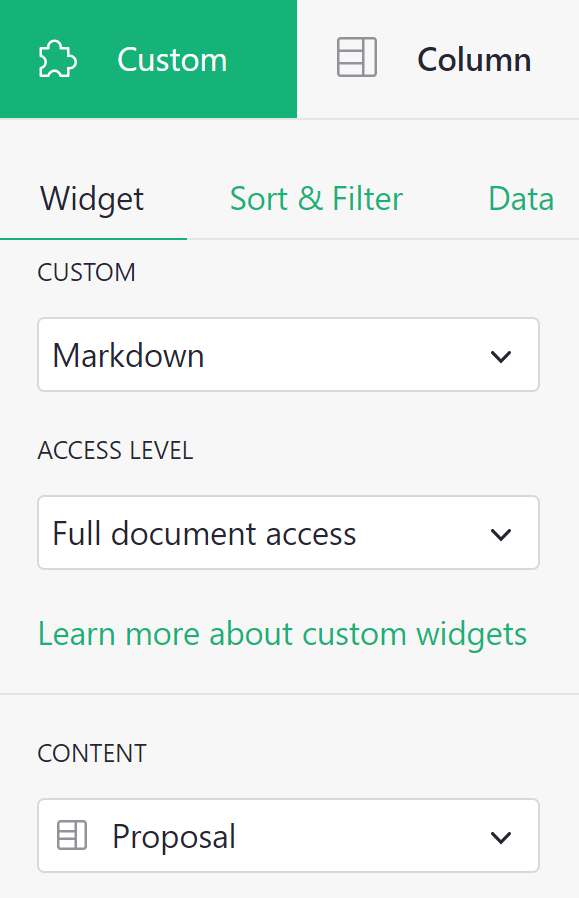 Configure Custom Widget