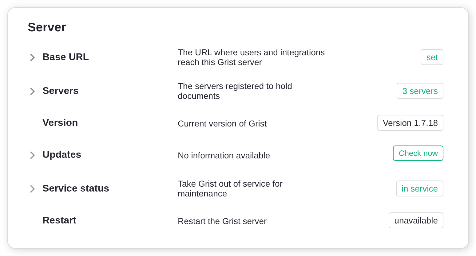 The Server card, with a Servers section reading 3 servers