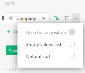 Options de Tri