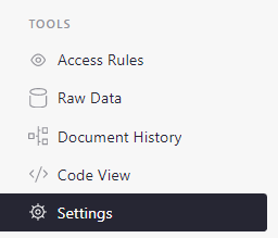 Paramètres du Document dans le Menu Outils