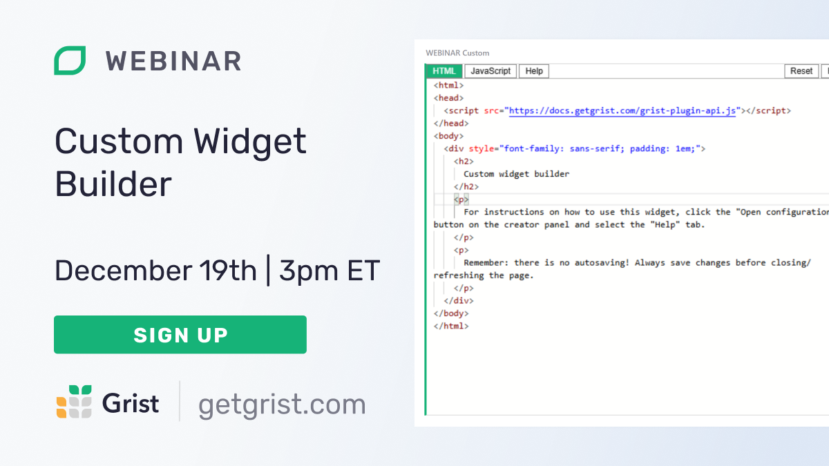 Custom Widget Builder webinar