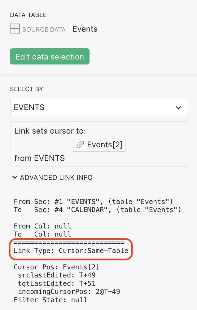 Link type in Creator Panel