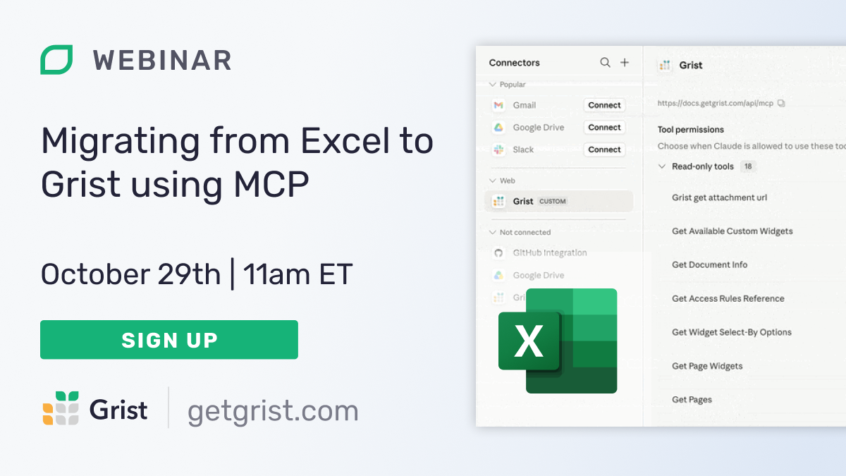 Migrating from Excel to Grist using MCP webinar