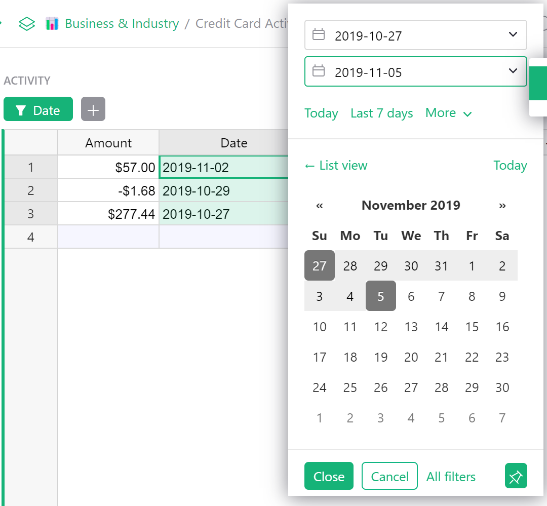 filtrage par intervalle de dates