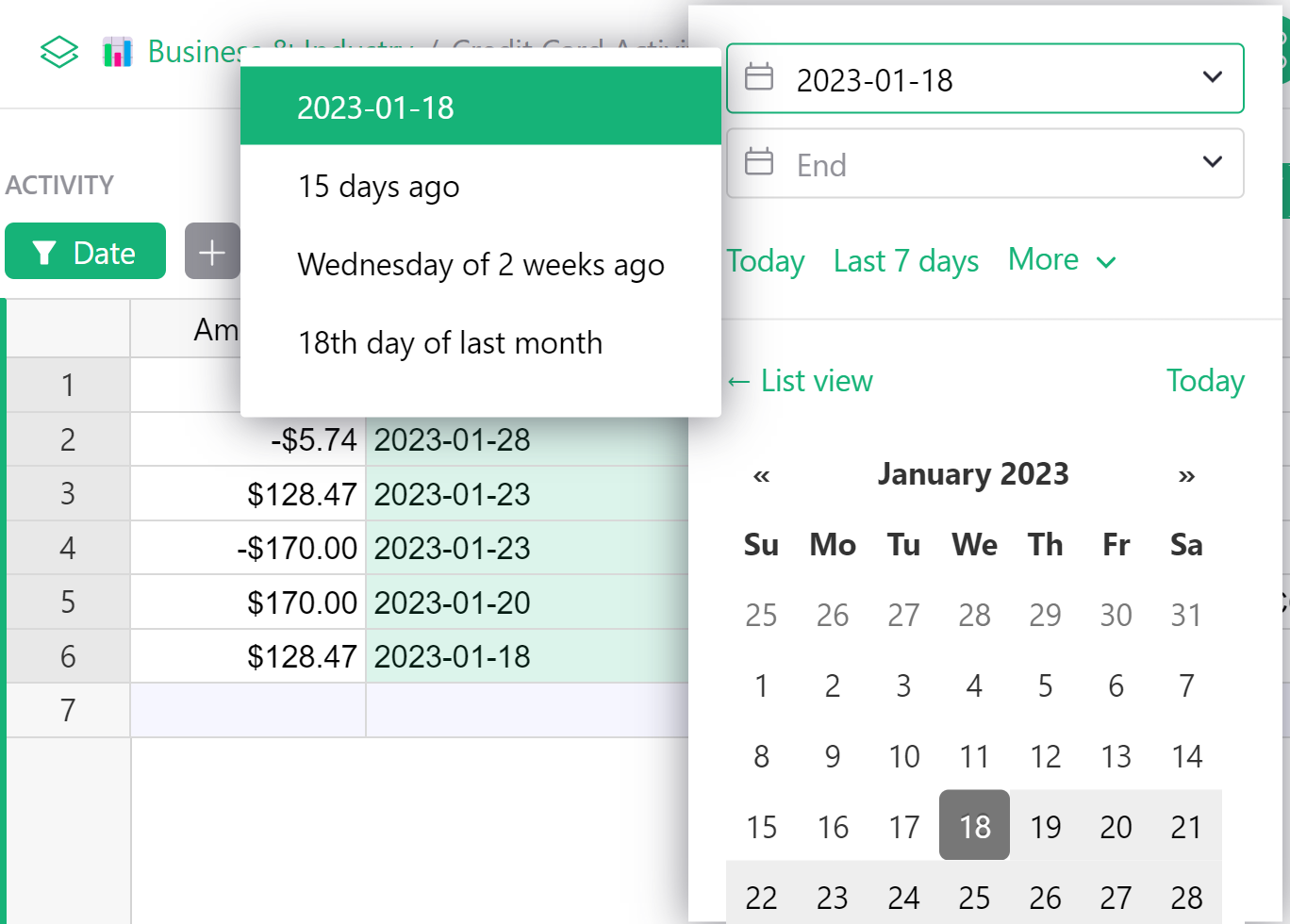 filtrage par intervalle de dates relatives