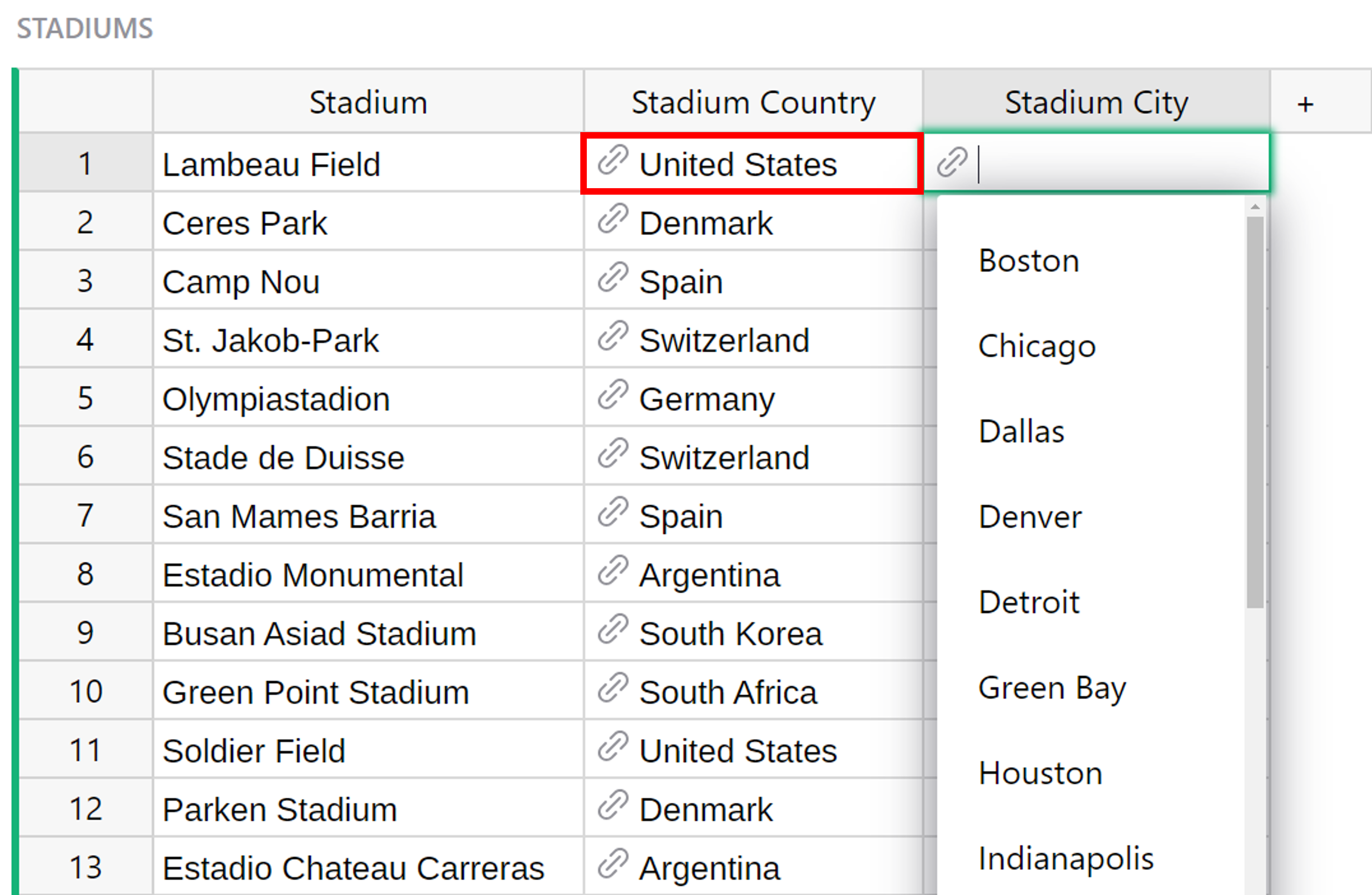 Filtered reference dropdown list