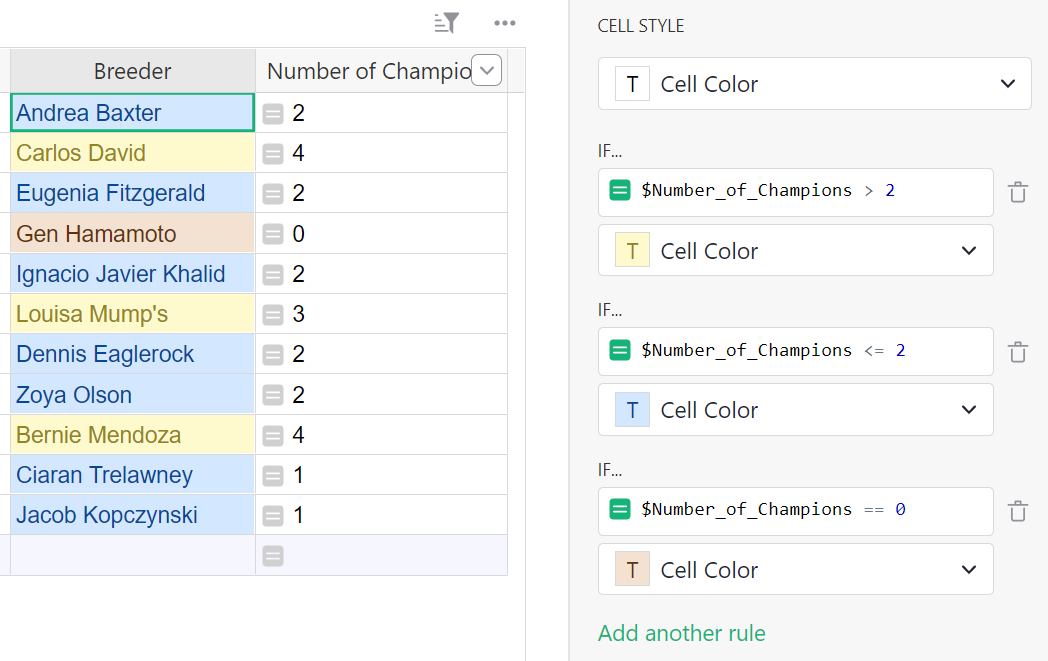 Two Conditional Formatting Rules