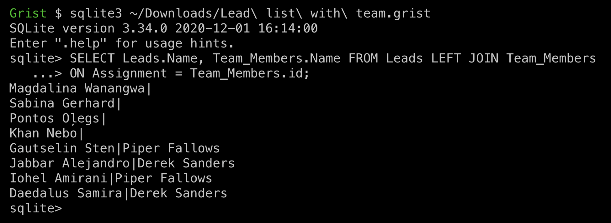 Leads SQL query