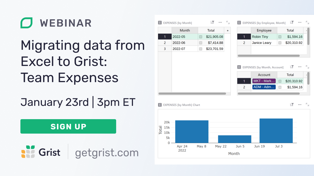 Migrating data from Excel to Grist webinar