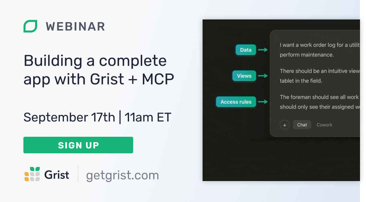 Building a complete app with Grist + MCP webinar