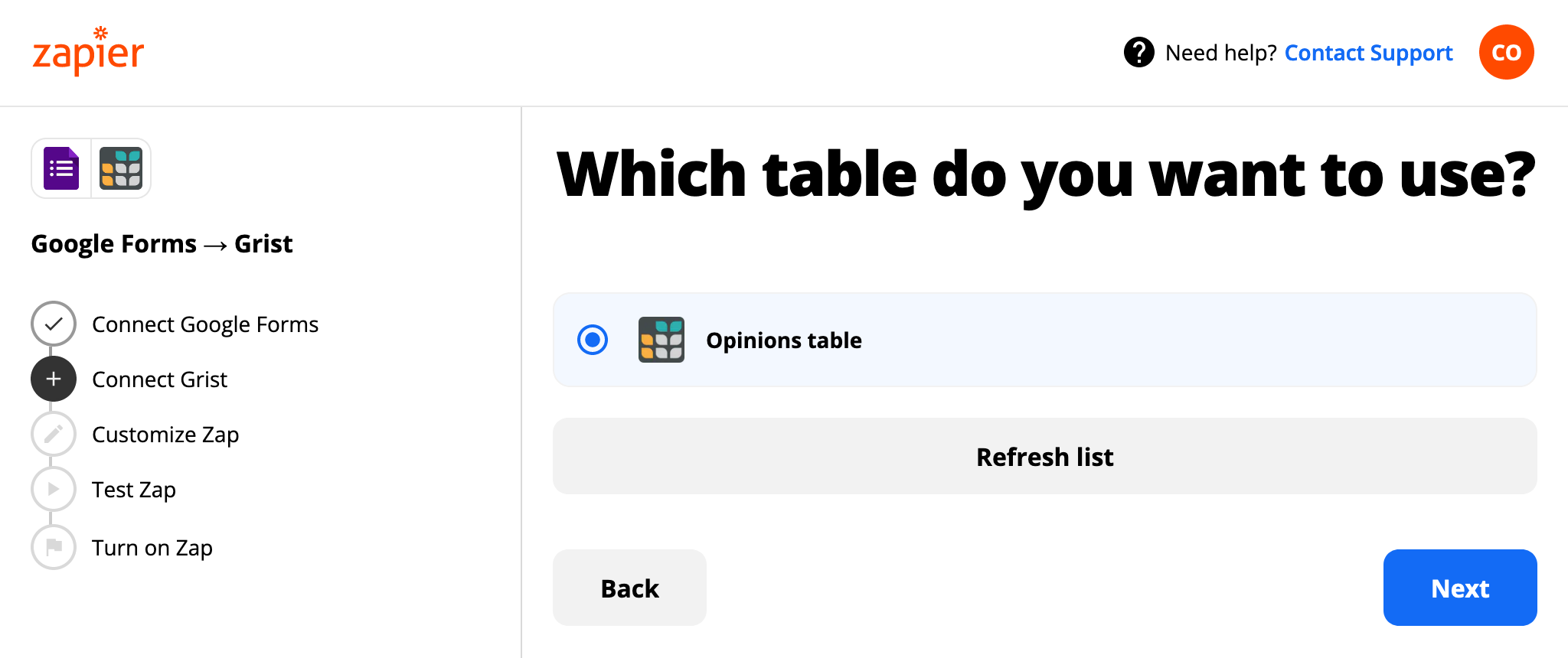 which table